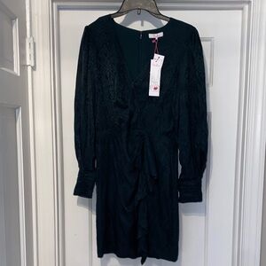 Parker Elegant Long Sleeve Dress in Dark Green